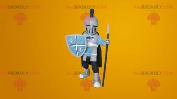 Mascotte de chevalier REDBROKOLY protégé par un casque et une armure, REDBROKO__043