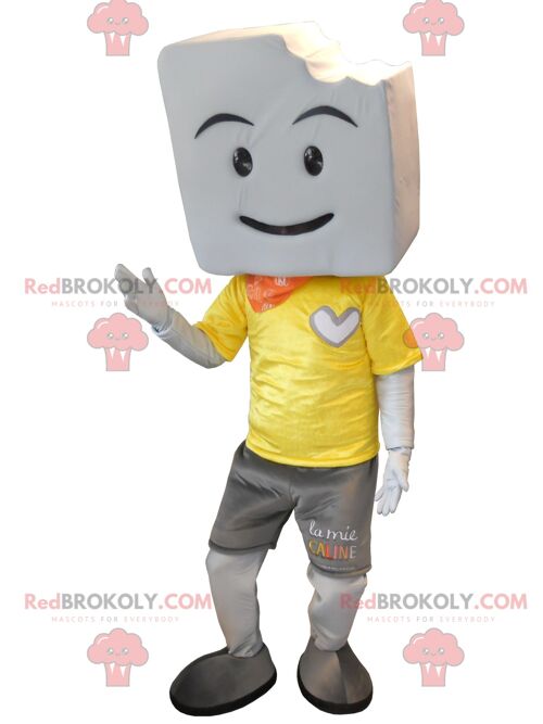 Big giant white marshmallow REDBROKOLY mascot , REDBROKO__051