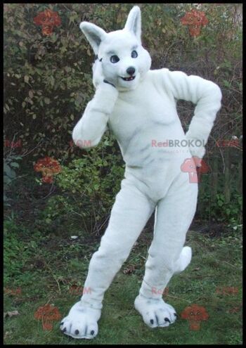 Mascotte de grand lapin blanc athlétique REDBROKOLY, REDBROKO__069
