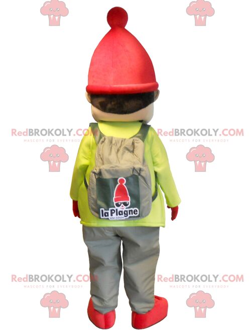 Little boy REDBROKOLY mascot dressed in ski outfit , REDBROKO__084