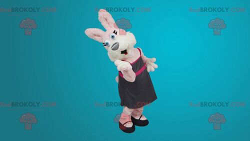 Pink and white rabbit REDBROKOLY mascot , REDBROKO__098