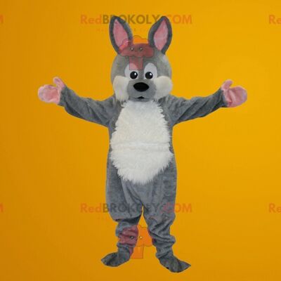 Grau-weißes Kaninchen REDBROKOLY Maskottchen, REDBROKO__099