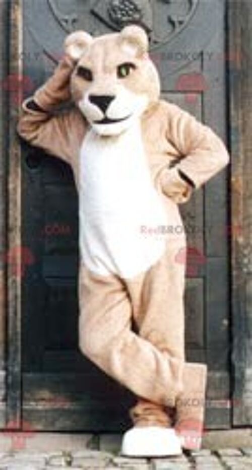 Beige lioness REDBROKOLY mascot , REDBROKO__0103