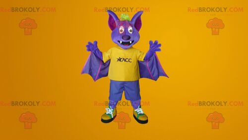 Purple and yellow bat REDBROKOLY mascot , REDBROKO__0105