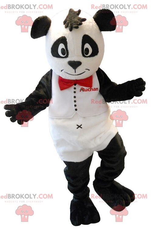 Pretty black and white panda REDBROKOLY mascot , REDBROKO__0110