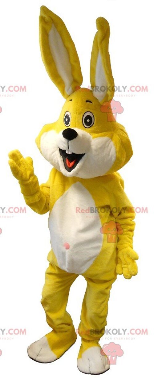 Giant white and yellow rabbit REDBROKOLY mascot , REDBROKO__0116