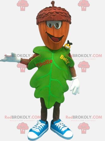 Mascotte de feuille verte REDBROKOLY avec une tête en forme de gland, REDBROKO__0120 2