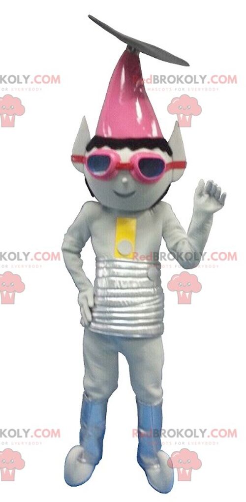 Metallic gray extraterrestrial troll REDBROKOLY mascot , REDBROKO__0125