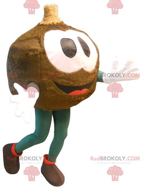 Big brown round head REDBROKOLY mascot , REDBROKO__0129