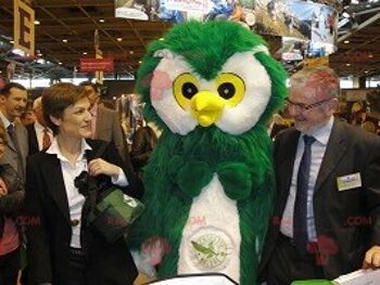 Mascotte de hibou REDBROKOLY vert blanc et jaune tout poilu, REDBROKO__0131 3