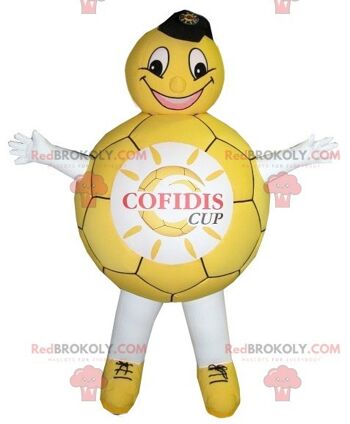 Mascotte de ballon jaune et blanc REDBROKOLY, REDBROKO__0137