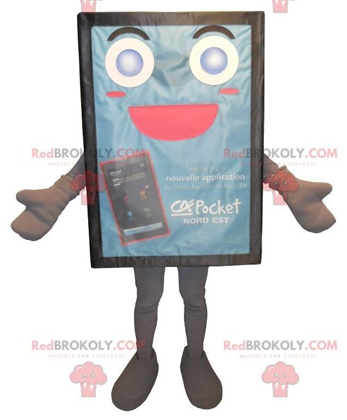 Blue and cute advertising billboard REDBROKOLY mascot , REDBROKO__0145