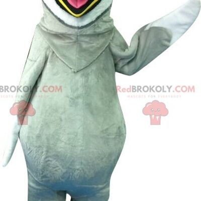 Giant gray and white penguin REDBROKOLY mascot , REDBROKO__0148