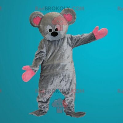 Gray and pink mouse REDBROKOLY mascot , REDBROKO__0150