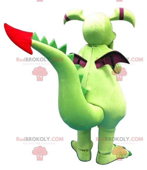 Green and purple dragon REDBROKOLY mascot , REDBROKO__0151