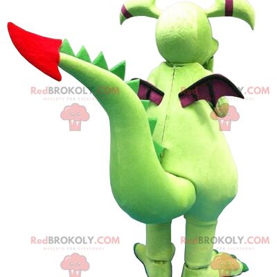 Green and purple dragon REDBROKOLY mascot , REDBROKO__0151