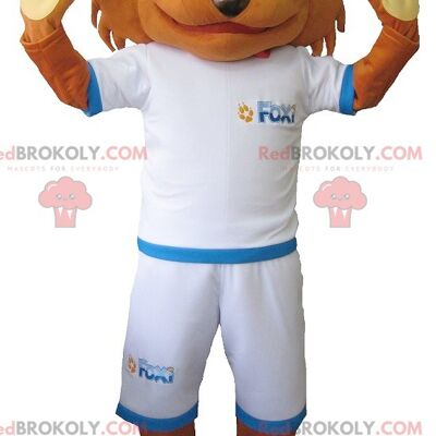 Orange fox REDBROKOLY mascot in sportswear , REDBROKO__0154