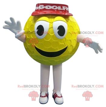 Mascotte de balle de golf jaune REDBROKOLY avec une casquette rouge, REDBROKO__0171
