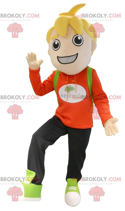 Little blond schoolboy boy REDBROKOLY mascot , REDBROKO__0179