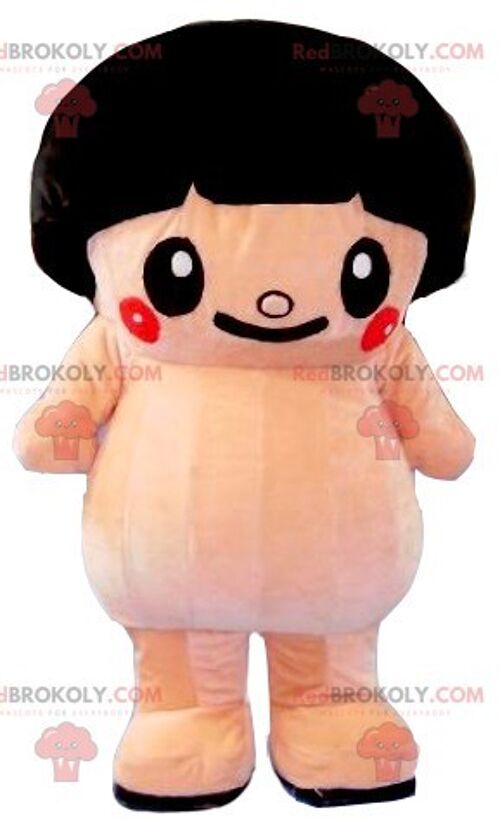 Big pink sumo REDBROKOLY mascot with a bowl cut , REDBROKO__0180