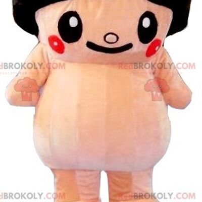 Big pink sumo REDBROKOLY mascot with a bowl cut , REDBROKO__0180