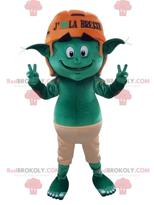 Green leprechaun elf REDBROKOLY mascot , REDBROKO__0184