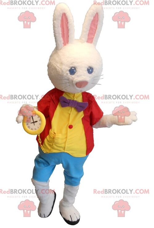 Alice in Wonderland White Rabbit REDBROKOLY mascot , REDBROKO__0187