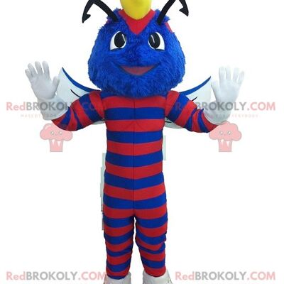 Blue wasp REDBROKOLY mascot striped with red , REDBROKO__0194