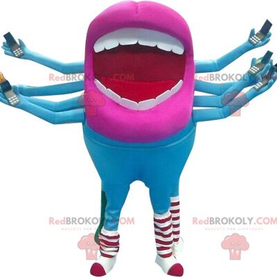 Blue and pink alien mouth REDBROKOLY mascot , REDBROKO__0213
