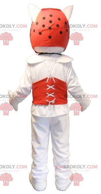 Mascotte de chien blanc REDBROKOLY en tenue de taekwondo, REDBROKO__0228 2