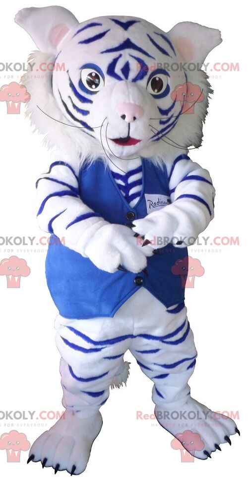 White and blue tiger REDBROKOLY mascot , REDBROKO__0233