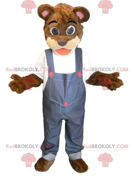 Brown bear REDBROKOLY mascot overalls , REDBROKO__0262