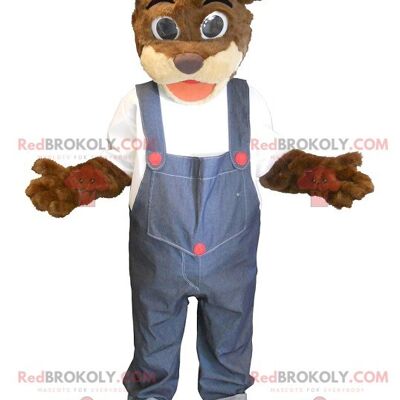 Brown bear REDBROKOLY mascot overalls , REDBROKO__0262