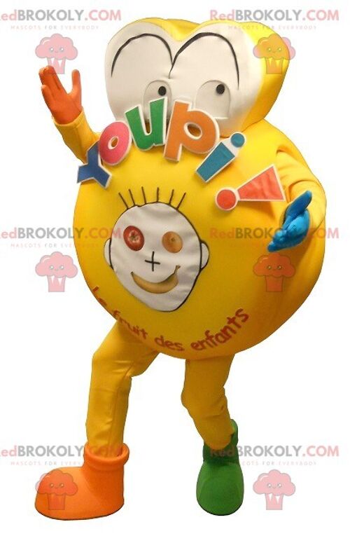 Big yellow REDBROKOLY mascot for a child , REDBROKO__0266