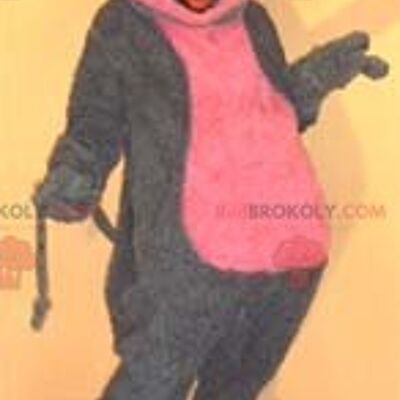 Gray and pink mouse REDBROKOLY mascot , REDBROKO__0271