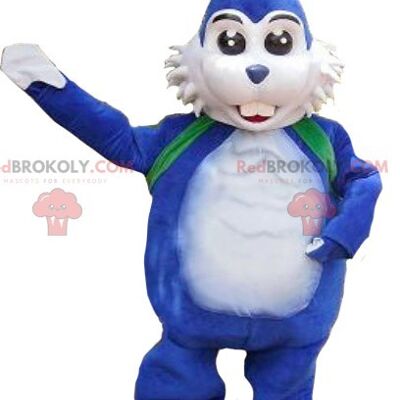 White and blue rabbit REDBROKOLY mascot , REDBROKO__0284