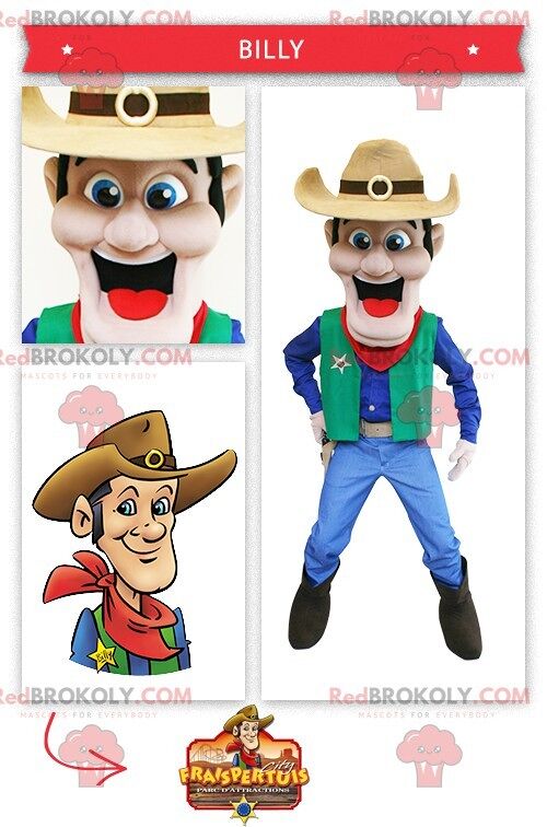 Wild west cowboy REDBROKOLY mascot , REDBROKO__0286