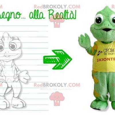 Camaleonte verde e giallo mascotte REDBROKOLY , REDBROKO__0305