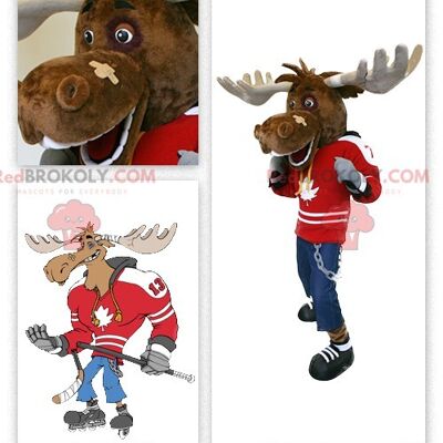 Eishockeyspieler Karibu REDBROKOLY Maskottchen, REDBROKO__0318