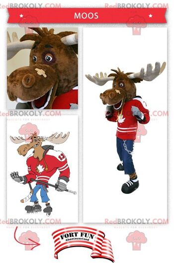 Caribou joueur de hockey mascotte REDBROKOLY, REDBROKO__0318