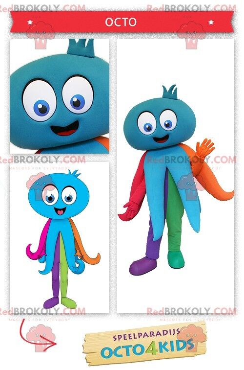 Giant blue octopus REDBROKOLY mascot , REDBROKO__0319