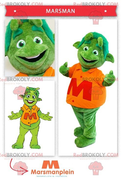 Green alien martian REDBROKOLY mascot , REDBROKO__0325