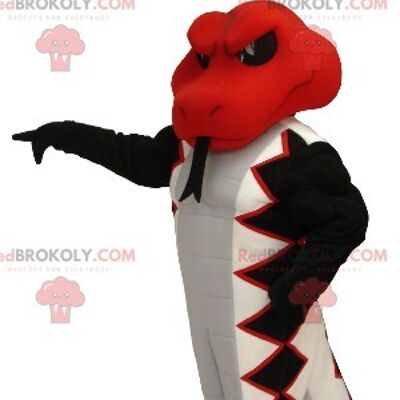 Snake REDBROKOLY mascot red white and black , REDBROKO__0339