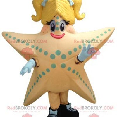 Giant salmon and yellow starfish REDBROKOLY mascot , REDBROKO__0341
