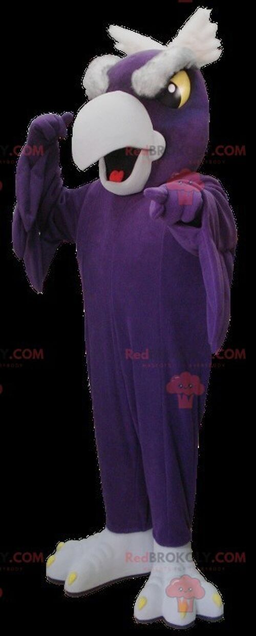 Purple and gray vulture bird REDBROKOLY mascot , REDBROKO__0346