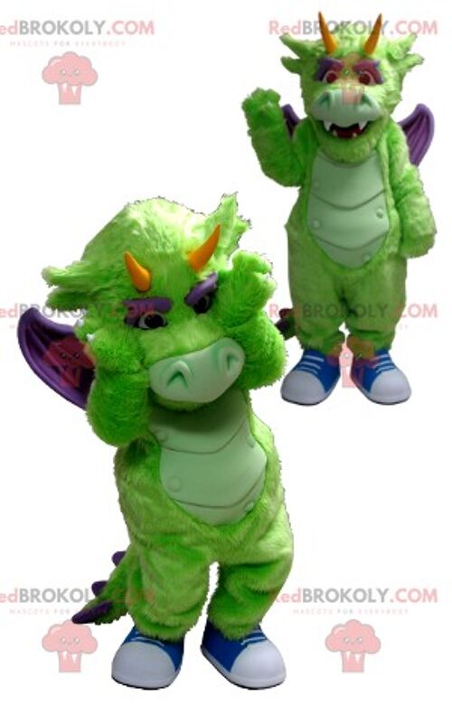 Green and purple dragon REDBROKOLY mascot , REDBROKO__0347