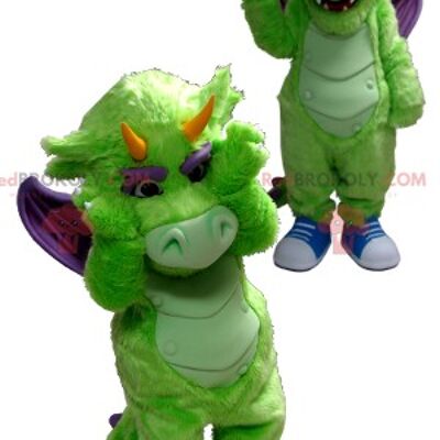 Green and purple dragon REDBROKOLY mascot , REDBROKO__0347