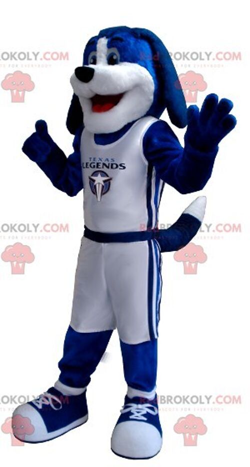 Blue and white dog REDBROKOLY mascot , REDBROKO__0349