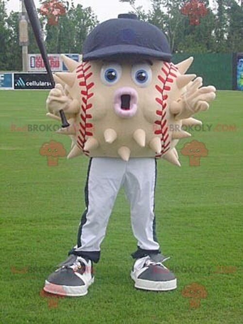 Baseball ball diodon REDBROKOLY mascot with a cap , REDBROKO__0362