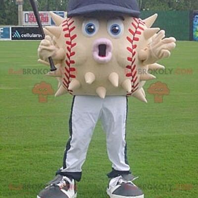 Baseball ball diodon REDBROKOLY mascot with a cap , REDBROKO__0362